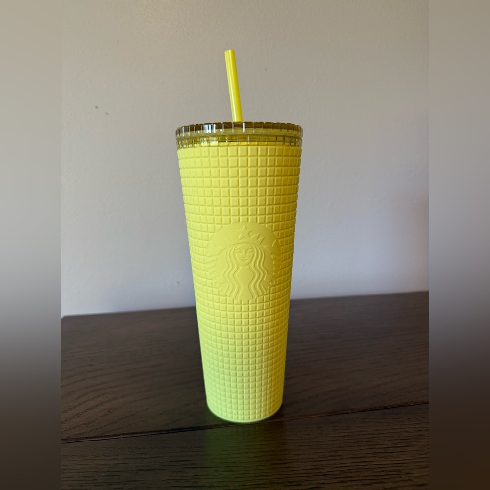 Starbucks Bright Yellow Textured Reusable Tumbler with Straw